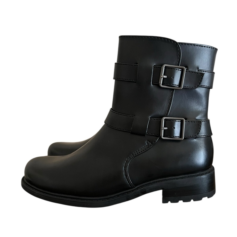 NEW BØC Black faux leather Combat & Moto Boots 9.5M - Picture 9 of 10